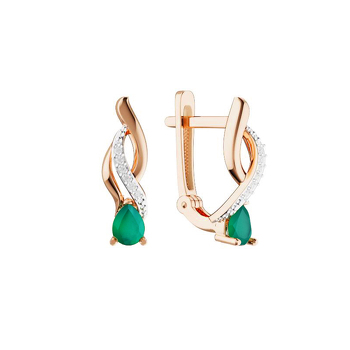 Золотые серьги с изумрудом и бриллиантами