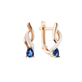 Золотые серьги с сапфиром и бриллиантами