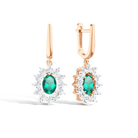 Золотые серьги с изумрудом и бриллиантами