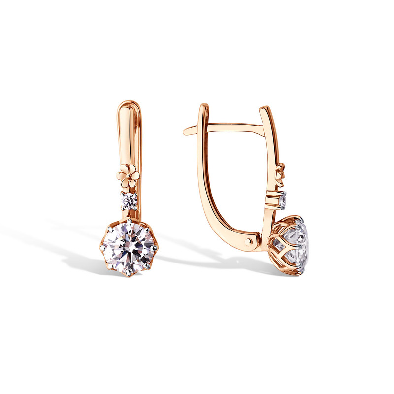 Золотые серьги с муассанитом