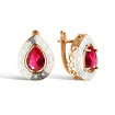 Золотые серьги с рубином и бриллиантами