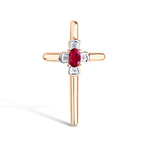 Золотой крест с рубином и бриллиантами