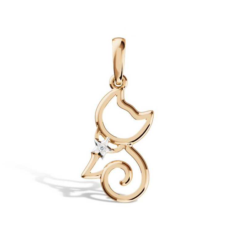 Золотая подвеска «Мур» с фианитом