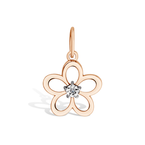 Золотая подвеска «Лепесток» с бриллиантом