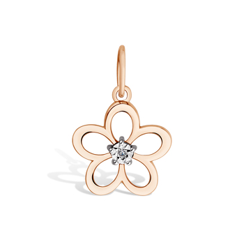 Золотая подвеска «Лепесток» с бриллиантом