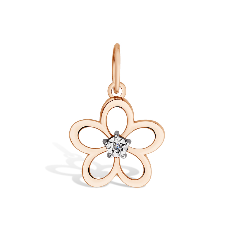 Золотая подвеска «Лепесток» с бриллиантом