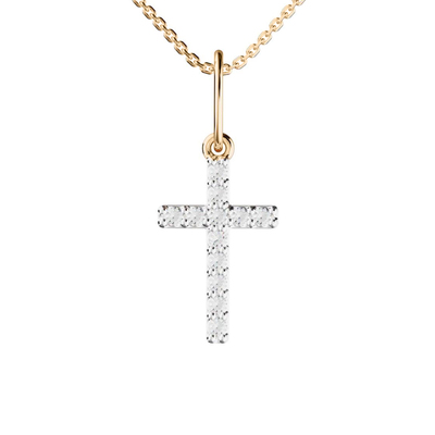 Золотой крест с муассанитами