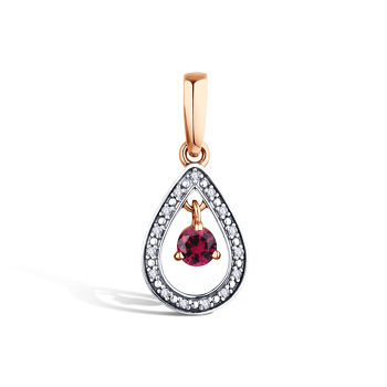 Золотая подвеска с бриллиантами и рубином