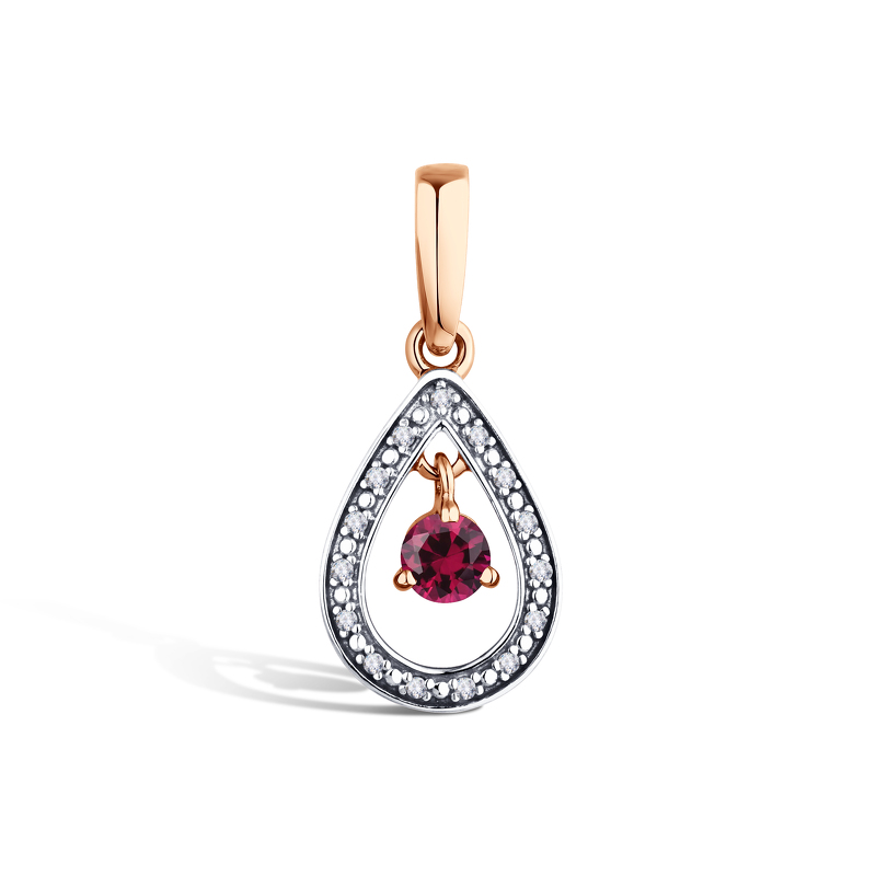 Золотая подвеска с бриллиантами и рубином