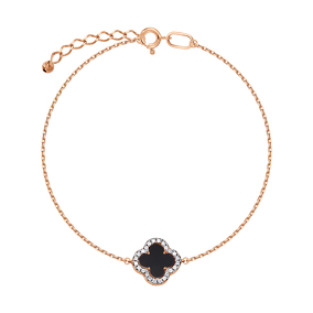 Золотой браслет с ониксом и фианитами