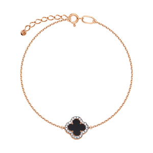 Золотой браслет с ониксом и фианитами