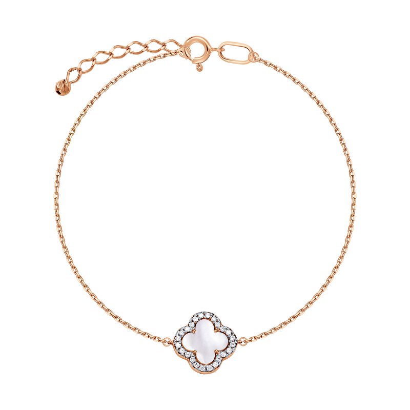 Золотой браслет с перламутром и фианитами