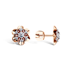 Золотые серьги-пусеты с муассанитами