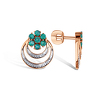 Золотые серьги-пусеты с изумрудами и бриллиантами