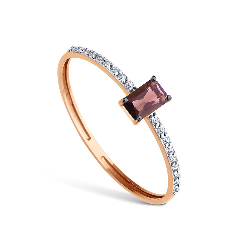 Золотое кольцо с раухтопазом и фианитами