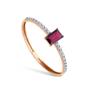 Золотое кольцо с гранатом и фианитами