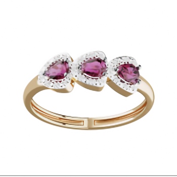 Золотое кольцо с рубинами и бриллиантами