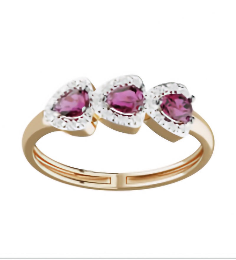 Золотое кольцо с рубинами и бриллиантами
