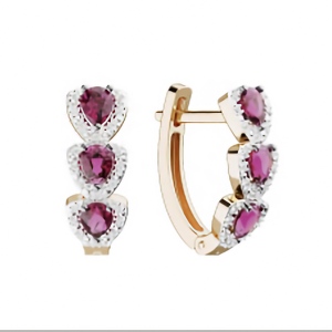 Золотые серьги с рубинами и бриллиантами