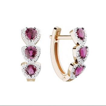 Золотые серьги с рубинами и бриллиантами