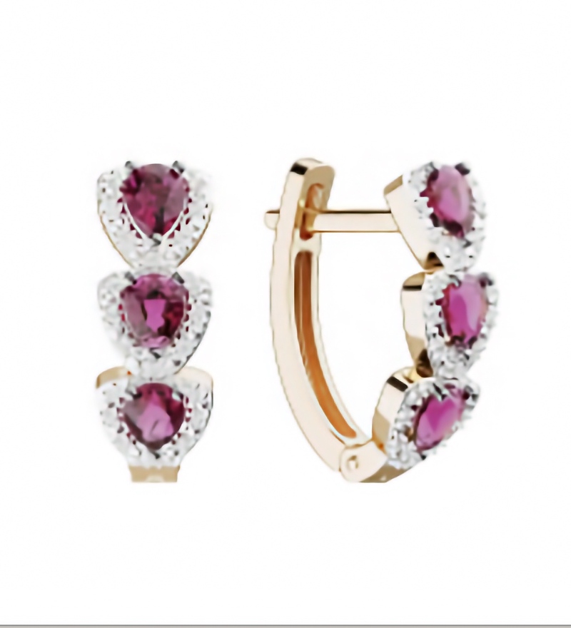 Золотые серьги с рубинами и бриллиантами