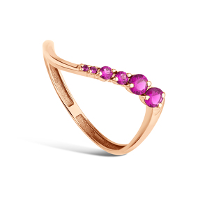 Кольцо из красного золота с корундами 10-1645