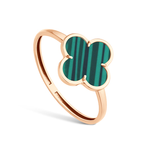 Золотое кольцо с малахитом «Клевер»