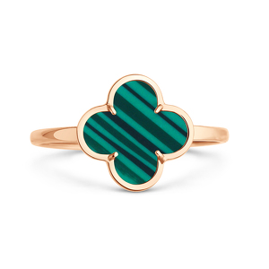 Золотое кольцо с малахитом «Клевер»