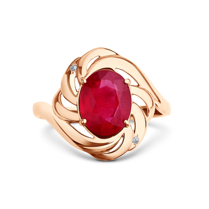 Золотое кольцо с рубином и бриллиантами