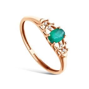 Золотое кольцо с изумрудом и бриллиантами