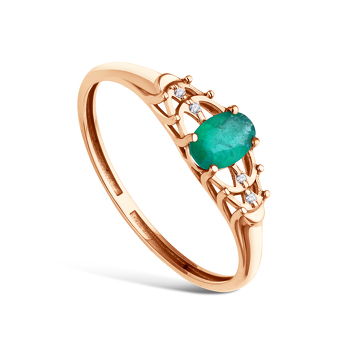 Золотое кольцо с изумрудом и бриллиантами