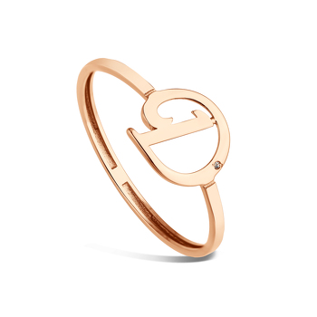 Золотое кольцо «От А до Я» с бриллиантом