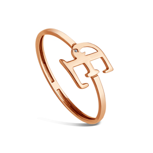 Золотое кольцо «От А до Я» с бриллиантом