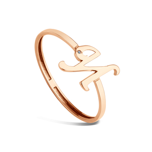 Золотое кольцо «От А до Я» с бриллиантом