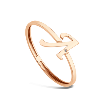 Золотое кольцо «От А до Я» с бриллиантом