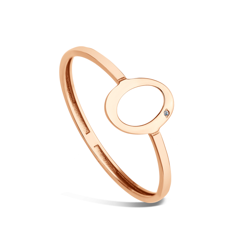 Золотое кольцо «От А до Я» с бриллиантом
