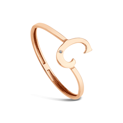 Золотое кольцо «От А до Я» с бриллиантом