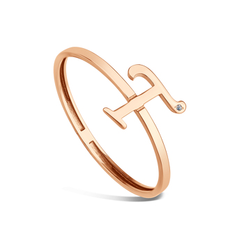 Золотое кольцо «От А до Я» с бриллиантом