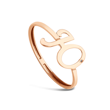 Золотое кольцо «От А до Я» с бриллиантом