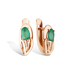 Золотые серьги с изумрудом