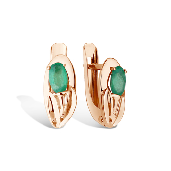 Золотые серьги с изумрудом