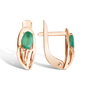 Золотые серьги с изумрудом