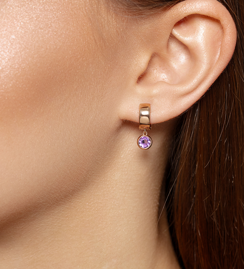 Золотые серьги с аметистом