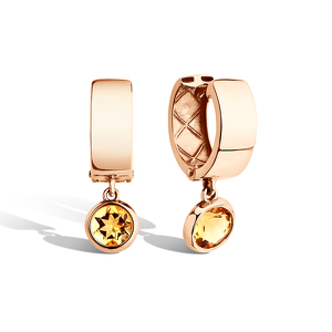 Золотые серьги с цитрином