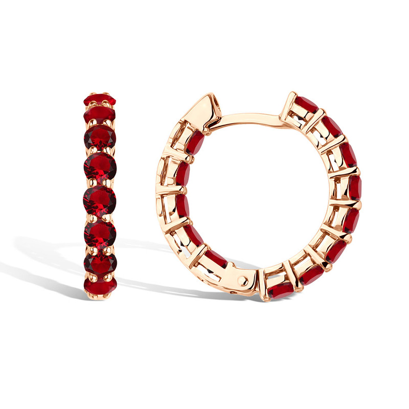 Золотые серьги с гранатами