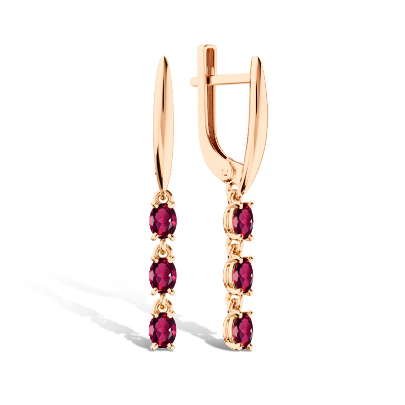 Золотые серьги с рубинами