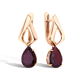 Золотые серьги с гранатом