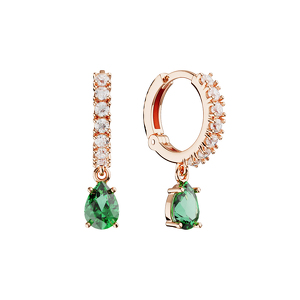 Золотые серьги-конго с изумрудом и муассанитами