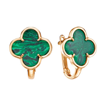 Золотые серьги с малахитом