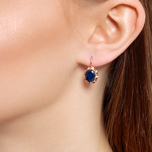 Золотые серьги с сапфиром